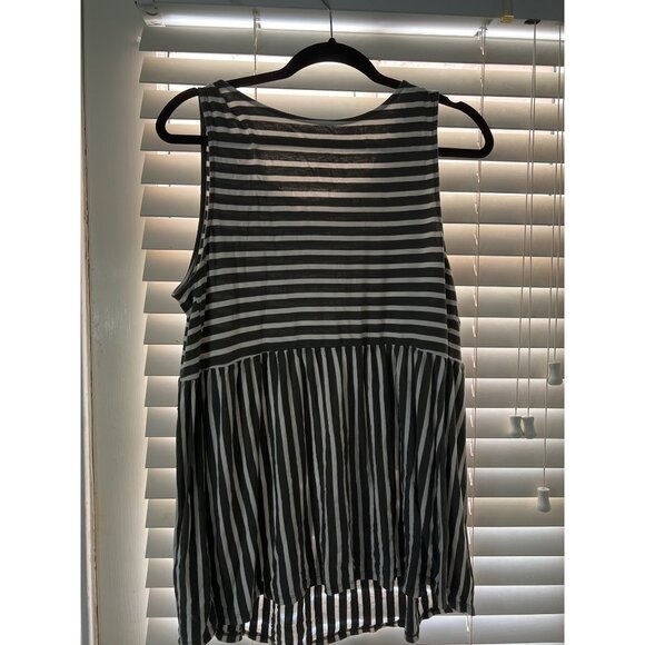 Isabel Maternity By Nordstrom Womens Black & White Striped Sleeveless Flowy Tank - Picture 4 of 4
